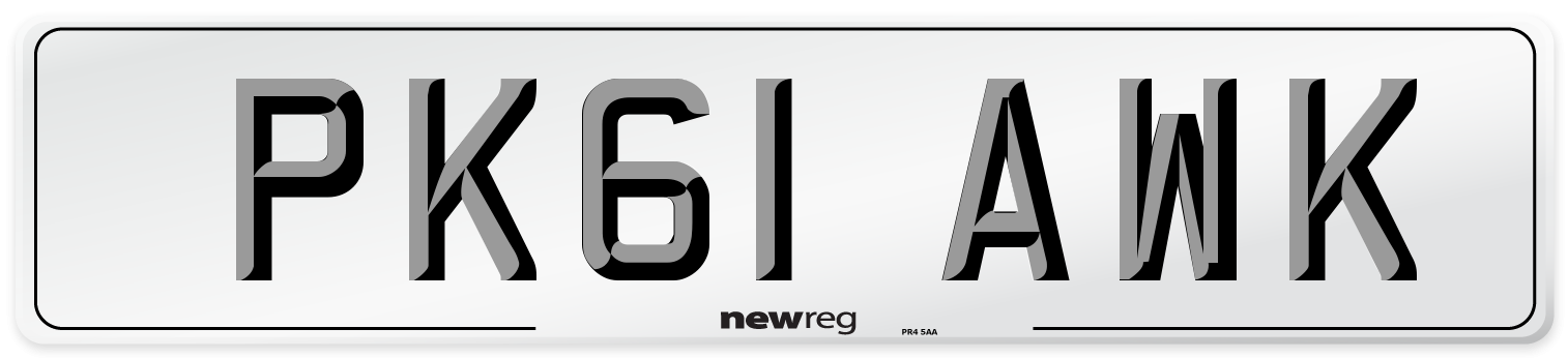 PK61 AWK Number Plate from New Reg